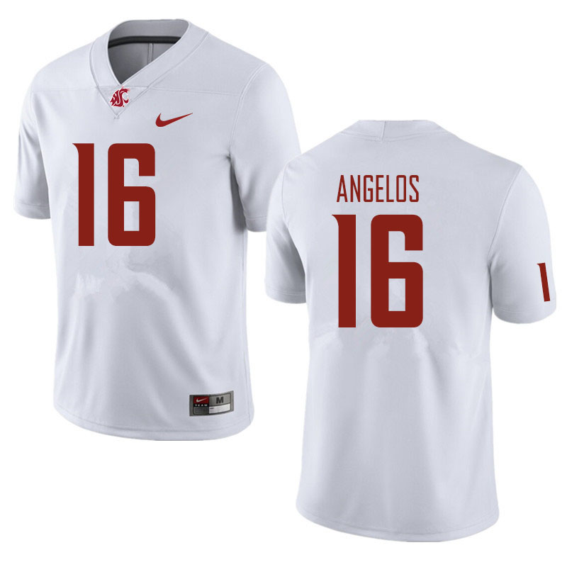 Men #16 Aaron Angelos Washington State Cougars Football Jerseys Sale-White - Click Image to Close